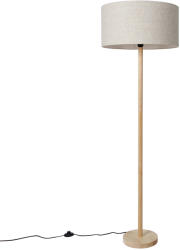 QAZQA Rusztikus állólámpa fa, világosbarna árnyékolóval - Mels (107129)