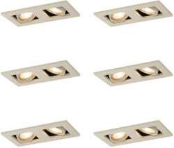 QAZQA 6 darabos modern, bézs színű, süllyesztett spotlámpa szett GU10 50mm állítható 2-lámpás - Qure (109886)
