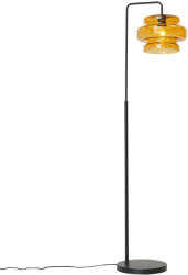 QAZQA Retro állólámpa fekete színben, narancssárga üveggel - Denise (108773)