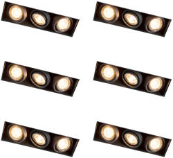 QAZQA 6 darabos süllyesztett spotlámpa készlet fekete állítható keret nélküli 3-lámpás - Oneon (109875)