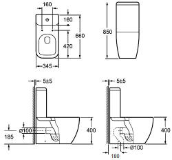 AREZZO design OHIO kombi wc alsós/hátsó kifolyású RIMLESS, ülőke nélkül AR-202R ( 2 doboz ) (AR-202R)