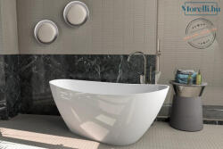 AREZZO design PALMYRA öntöttmárvány szabadonálló kád, fényes fehér (Palmyra150)