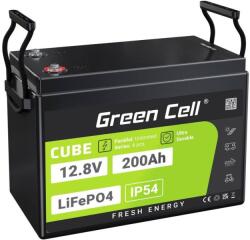 Green Cell CUBE LiFePO4 akkumulátor 200Ah 12, 8V 2560Wh napelemes akkumulátor lakókocsikhoz, napelemekhez, off-grid rendszerhez, foodtruckhoz (LFPGC12V200AH)