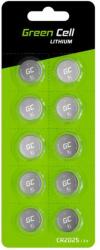 Green Cell Zöld cellás buborékcsomagolás 10x lítium akkumulátor CR2025 3V 160mAh gomb (XCR04)