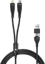 CONNECT IT Wirez 4in1 1x USB-C, 1x Lightning, 1, 25 m, FEKETE (CCA-2310-BK)