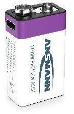 ANSMANN Li-ion 9V Block, min 340mAh, töltőelektronikával, USB-C (14513)