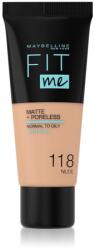 Maybelline New York Fit Me! Matte+Poreless machiaj mat pentru piele normală și grasă culoare 118 Nude 30 ml