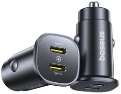 Baseus GoTrip 2 x USB-C 30W Autós Töltő - Fekete