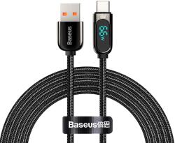Baseus Display Gyors Töltés Adat USB-A / USB-C 66W 1 m kábel - fekete