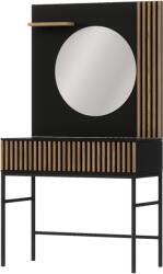 Eltap Meorati 85 fésülködőasztal, fekete/tölgyfa, Hiúságok, Fekete, Matt fekete, kézműves tölgy - mindigbutor