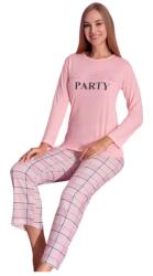 Miss Lale Női pizsama szett hosszú ujjú felsővel és nadrággal, Party minta, rózsaszín, XL INTL (ML-4075-XL)