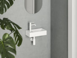 RAVAK Mosdó, Ravak Veda Wall 40 kézmosó bal matt fehér XJXLE240000 - zuhanykabin