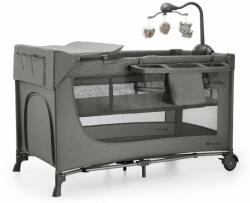 KinderKraft utazóágy Joy 2 kiegészítőkkel sötétszürke - babamarket