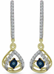  Arannyal Bevont Ezüst Fülbevaló Kék Táncoló Gyémánttal és Fehér Topázzal, Y61229