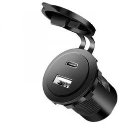 LogiLink Dupla autós beépített töltőadapter, 1x USB-A, 1x USB-C, 60 W, fekete (PA0330) (PA0330)