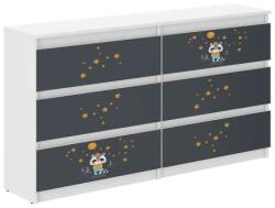 Wooden Toys Ifjúsági 6 Fiókos Komód 140 cm - Borz Fehér-Sötétkék