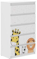 Wooden Toys Ifjúsági 5 Fiókos Komód - Állatok Fehér