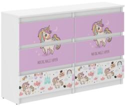Wooden Toys Ifjúsági 6 Fiókos Komód 120 cm - Rózsaszín Unikornis