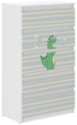 Wooden Toys Ifjúsági 5 Fiókos Komód - Dínó Fehér-Világoskék
