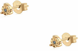  Arannyal Bevont Ezüst Fülbevaló Kék Gyémánttal, ROS621