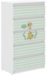 Wooden Toys Ifjúsági 5 Fiókos Komód - Zsiráf Fehér-Zöld