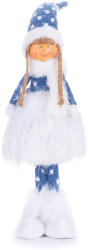 MagicHome MagicHome karácsonyi dekoráció, lány figura sűrű szoknyával, szövet, 14 x 11 x 51 cm, kék-szürke