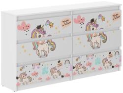 Wooden Toys Ifjúsági 6 Fiókos Komód 140 cm - Szivárvány Unikornis
