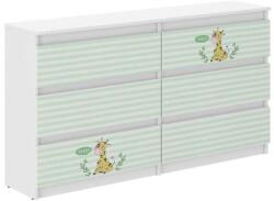 Wooden Toys Ifjúsági 6 Fiókos Komód 140 cm - Zsiráf Fehér-Zöld