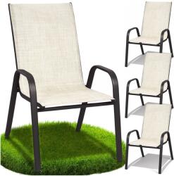  Krzesła ogrodowe metalowe zestaw na taras balkon beżowe fotel ogrodu 4 szt GoGarden