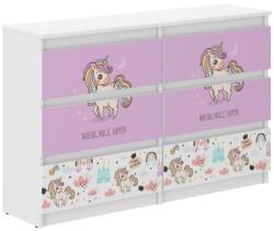 Wooden Toys Ifjúsági 6 Fiókos Komód 140 cm - Rózsaszín Unikornis