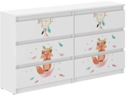 Wooden Toys Ifjúsági 6 Fiókos Komód 140 cm - Boho Róka Fehér