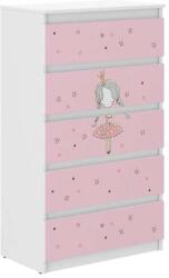 Wooden Toys Ifjúsági 5 Fiókos Komód, Hercegnős, Fehér, Rózsaszín