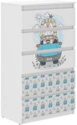 Wooden Toys Ifjúsági 5 Fiókos Komód - Oroszlán Fehér-Kék