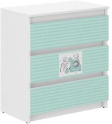 Wooden Toys Ifjúsági 3 Fiókos Komód - Barátok Fehér-Türkiz