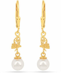  Aranyozott Ezüst Fülbevaló - Krém Édesvízi Gyönggyel