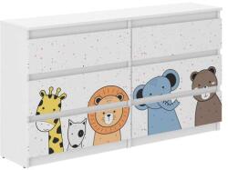 Wooden Toys Ifjúsági 6 Fiókos Komód 140 cm - Állatok Fehér