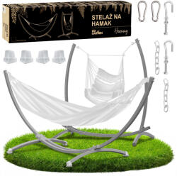  Stelaż hamaka huśtawki stojak ogrodowy metalowy szary dwuosobowy 2w1 mocny