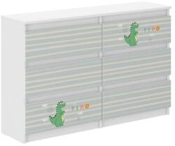 Wooden Toys Ifjúsági 6 Fiókos Komód 120 cm - Dínó Fehér-Világoskék