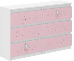 Wooden Toys Ifjúsági 6 Fiókos Komód 120 cm - Hercegnő Fehér-Rózsaszín