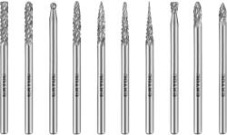 Extol Industrial Mini vágófejek, keményfém, 10 darabos készlet, Ø 3 mm, közepes fogazású (dupla fogazású) 8703800 (8703800)