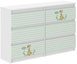 Wooden Toys Ifjúsági 6 Fiókos Komód 120 cm - Zsiráf Fehér-Zöld