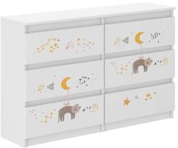 Wooden Toys Ifjúsági 6 Fiókos Komód 120 cm - Cica Fehér