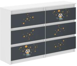 Wooden Toys Ifjúsági 6 Fiókos Komód 120 cm - Borz Fehér-Sötétkék