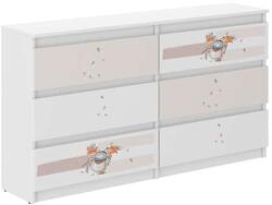 Wooden Toys Ifjúsági 6 Fiókos Komód 140 cm - Maci Fehér-Bézs