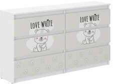 Wooden Toys Ifjúsági 6 Fiókos Komód 140 cm - Maci Fehér