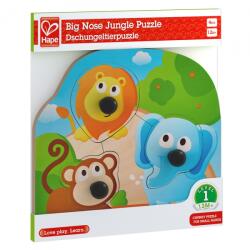 Hape Бебешки дървен пъзел Hape - Джунгла, 4 части (H1310)
