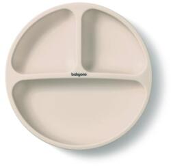 BABYONO Farfurie din silicon cu ventuză - bej 6m+ (AGS1482-04-BO) Set pentru masa bebelusi