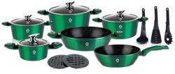 Grunberg Vase din Aluminiu, Verzi, Set 15 Piese, Capace din Sticla, Compatibile cu Plita cu Inductie, Grunberg (GR2715V)