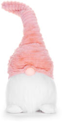 MagicHome MagicHome karácsonyi dekoráció, rövid lábú manó figura, szövet, 20 x 19 x 58 cm, rózsaszín-fehér