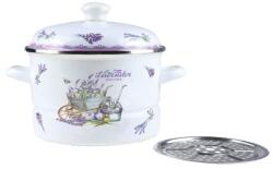 Grunberg Oala Emailata cu Capac si Sita Metalica, 24 cm, 5 l, Alb / Mov, Grunberg, Model GR2462B (GR2462B)